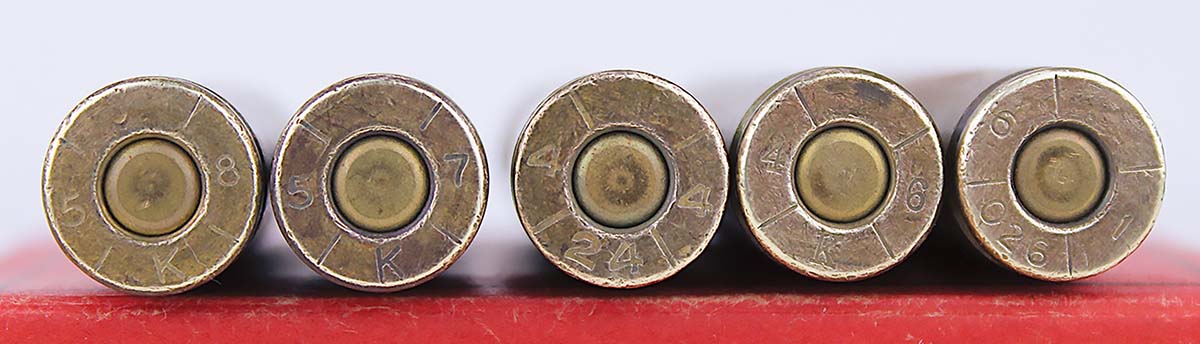 The mixed headstamps within each box of ammunition indicate cases were likely previously fired and salvaged for the purpose of making blanks.